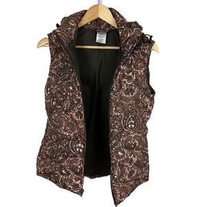 * Patagonia Puffer Vest Goose Down Women’s Size Small Brown Paisley